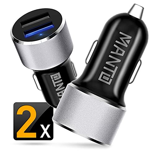 2 Pack Auto USB Adapter, Zigarettenanzünder USB Ladegerät, MANTO Auto Ladegerät, 2-Port USB Kfz Ladegerät Zigarettenanzünder Adapter von MANTO