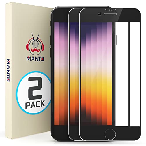 MANTO 2 Stück Schutzfolie kompatible mit iPhone SE 3 (2022)/ SE 2 (2020)/ 8/7/ 6s/ 6 Panzerglasfolie 9H Härte, Displayschutzfolie für 4.7 Zoll - Schwarzer Rand von MANTO