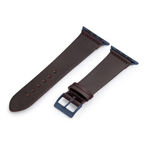MANUFAKTURWERK Armband EPPENDORF | kompatibel mit Apple Watch 1-9, SE | Shell Cordovan Leder | für Damen und Herren | Bordeaux, Größe:S (Small). 38 mm / 40 mm / 41 mm, Farbe:Blau Aluminium von MANUFAKTURWERK