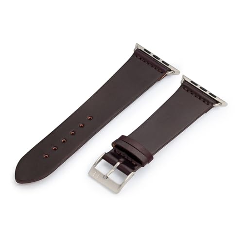 MANUFAKTURWERK Armband EPPENDORF | kompatibel mit Apple Watch 1-9, SE | Shell Cordovan Leder | für Damen und Herren | Bordeaux, Größe:S (Small). 38 mm / 40 mm / 41 mm, Farbe:Edelstahl von MANUFAKTURWERK