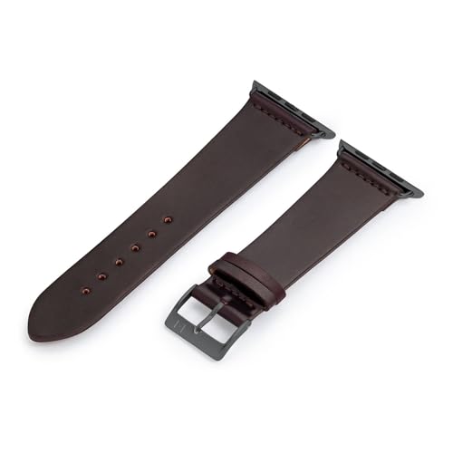 MANUFAKTURWERK Armband EPPENDORF | kompatibel mit Apple Watch 1-9, SE | Shell Cordovan Leder | für Damen und Herren | Bordeaux, Größe:S (Small). 38 mm / 40 mm / 41 mm, Farbe:Graphit Edelstahl von MANUFAKTURWERK