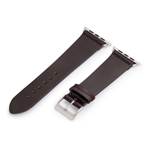 MANUFAKTURWERK Armband EPPENDORF | kompatibel mit Apple Watch 1-9, SE | Shell Cordovan Leder | für Damen und Herren | Bordeaux, Größe:S (Small). 38 mm / 40 mm / 41 mm, Farbe:Polarstern Aluminium von MANUFAKTURWERK