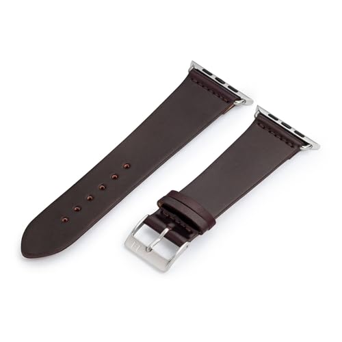 MANUFAKTURWERK Armband EPPENDORF | kompatibel mit Apple Watch 1-9, SE | Shell Cordovan Leder | für Damen und Herren | Bordeaux, Größe:S (Small). 38 mm / 40 mm / 41 mm, Farbe:Silber Aluminium von MANUFAKTURWERK