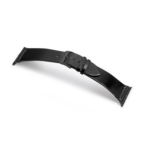 MANUFAKTURWERK Armband EPPENDORF | kompatibel mit Apple Watch 1-9, SE | Shell Cordovan Leder | für Damen und Herren | Schwarz, Größe:S (Small). 42 mm / 44 mm / 45 mm, Farbe:Space Grau Aluminium von MANUFAKTURWERK