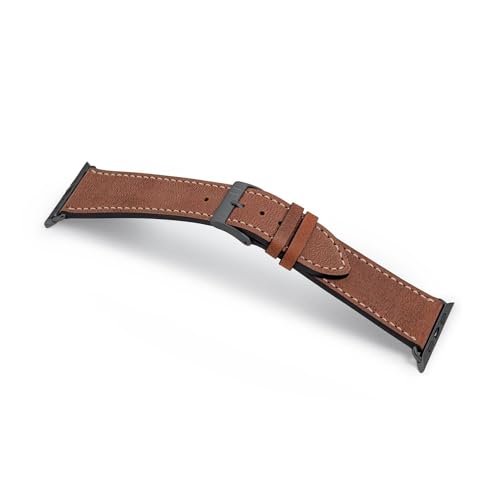 MANUFAKTURWERK Armband HOHELUFT | kompatibel mit Apple Watch 1-9, SE | Leder | für Damen und Herren | Sport | Braun, Größe:M (Standard). 38 mm / 40 mm / 41 mm, Farbe:Graphit Edelstahl von MANUFAKTURWERK