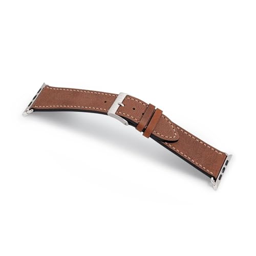 MANUFAKTURWERK Armband HOHELUFT | kompatibel mit Apple Watch 1-9, SE | Leder | für Damen und Herren | Sport | Braun, Größe:M (Standard). 38 mm / 40 mm / 41 mm, Farbe:Polarstern Aluminium von MANUFAKTURWERK