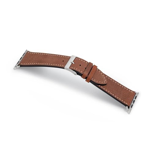 MANUFAKTURWERK Armband HOHELUFT | kompatibel mit Apple Watch 1-9, SE | Leder | für Damen und Herren | Sport | Braun, Größe:S (Small). 42 mm / 44 mm / 45 mm, Farbe:Silber Aluminium von MANUFAKTURWERK