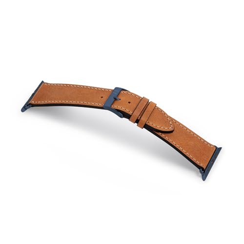 MANUFAKTURWERK Armband HOHELUFT | kompatibel mit Apple Watch 1-9, SE | Leder | für Damen und Herren | Sport | Cognac, Größe:M (Standard). 38 mm / 40 mm / 41 mm, Farbe:Blau Aluminium von MANUFAKTURWERK