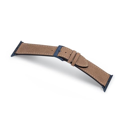 MANUFAKTURWERK Armband HOHELUFT | kompatibel mit Apple Watch 1-9, SE | Leder | für Damen und Herren | Sport | Sand, Größe:S (Small). 38 mm / 40 mm / 41 mm, Farbe:Blau Aluminium von MANUFAKTURWERK