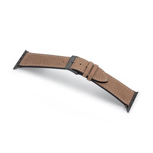 MANUFAKTURWERK Armband HOHELUFT | kompatibel mit Apple Watch 1-9, SE | Leder | für Damen und Herren | Sport | Sand, Größe:XL (Large). 38 mm / 40 mm / 41 mm, Farbe:Graphit Edelstahl von MANUFAKTURWERK