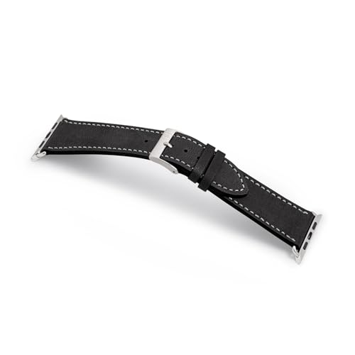 MANUFAKTURWERK Armband HOHELUFT | kompatibel mit Apple Watch 1-9, SE | Leder | für Damen und Herren | Sport | Schwarz, Größe:M (Standard). 38 mm / 40 mm / 41 mm, Farbe:Polarstern Aluminium von MANUFAKTURWERK
