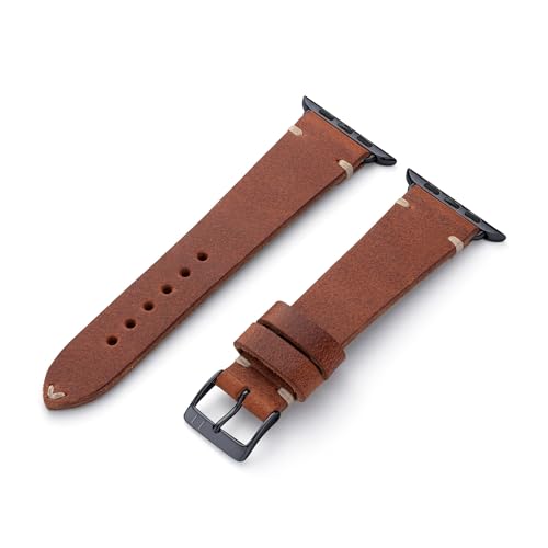 MANUFAKTURWERK Armband ST. Pauli | kompatibel mit Apple Watch 1-9, SE | Leder | für Damen und Herren | Sport | Mahagoni, Größe:M (Standard). 38 mm / 40 mm / 41 mm, Farbe:Mitternacht Aluminium von MANUFAKTURWERK
