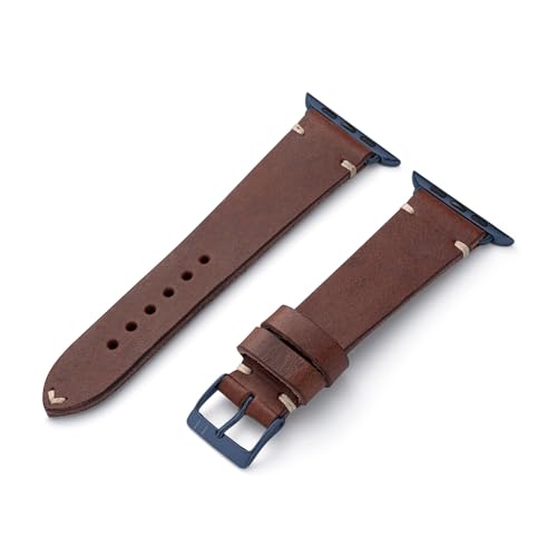 MANUFAKTURWERK Armband ST. Pauli | kompatibel mit Apple Watch 1-9, SE | Leder | für Damen und Herren | Sport | Mokka, Größe:M (Standard). 38 mm / 40 mm / 41 mm, Farbe:Blau Aluminium von MANUFAKTURWERK