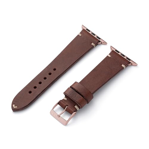 MANUFAKTURWERK Armband ST. Pauli | kompatibel mit Apple Watch 1-9, SE | Leder | für Damen und Herren | Sport | Mokka, Größe:M (Standard). 38 mm / 40 mm / 41 mm, Farbe:Gold Aluminium (Rosé) von MANUFAKTURWERK