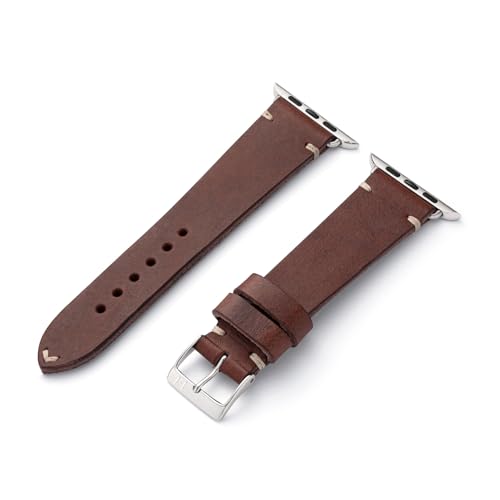 MANUFAKTURWERK Armband ST. Pauli | kompatibel mit Apple Watch 1-9, SE | Leder | für Damen und Herren | Sport | Mokka, Größe:M (Standard). 38 mm / 40 mm / 41 mm, Farbe:Polarstern Aluminium von MANUFAKTURWERK