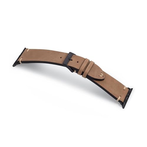 MANUFAKTURWERK Armband UHLENHORST | kompatibel mit Apple Watch 1-9, SE | Leder | für Damen und Herren | Sport | Sand, Größe:M (Standard). 38 mm / 40 mm / 41 mm, Farbe:Space Schwarz Edelstahl von MANUFAKTURWERK