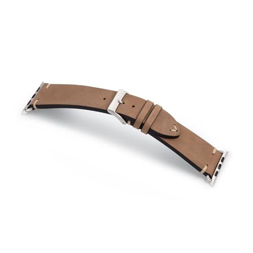 MANUFAKTURWERK Armband UHLENHORST | kompatibel mit Apple Watch 1-9, SE | Leder | für Damen und Herren | Sport | Sand, Größe:XL (Large). 42 mm / 44 mm / 45 mm, Farbe:Polarstern Aluminium von MANUFAKTURWERK