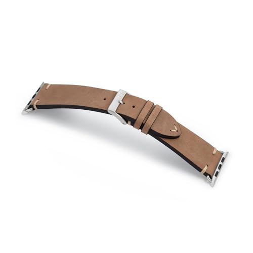 MANUFAKTURWERK Armband UHLENHORST | kompatibel mit Apple Watch 1-9, SE | Leder | für Damen und Herren | Sport | Sand, Größe:XL (Large). 42 mm / 44 mm / 45 mm, Farbe:Silber Aluminium von MANUFAKTURWERK
