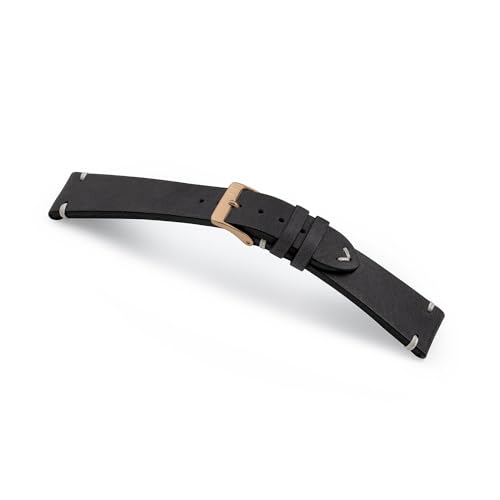 MANUFAKTURWERK Armband UHLENHORST | kompatibel mit Apple Watch 1-9, SE | Leder | für Damen und Herren | Sport | Schwarz, Größe:M (Standard). 38 mm / 40 mm / 41 mm, Farbe:Gold Edelstahl von MANUFAKTURWERK