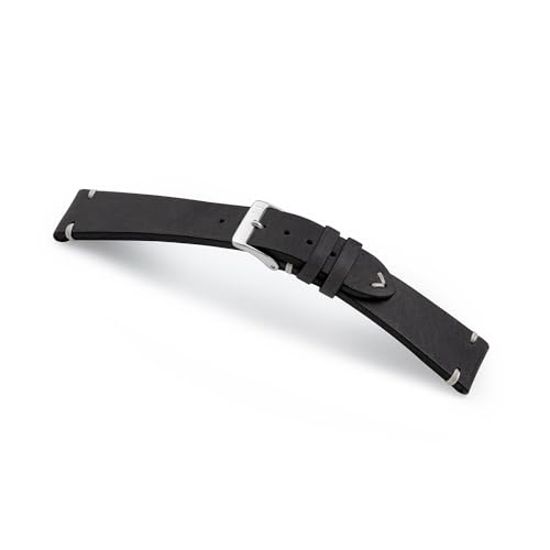 MANUFAKTURWERK Armband UHLENHORST | kompatibel mit Apple Watch 1-9, SE | Leder | für Damen und Herren | Sport | Schwarz, Größe:XL (Large). 42 mm / 44 mm / 45 mm, Farbe:Edelstahl von MANUFAKTURWERK