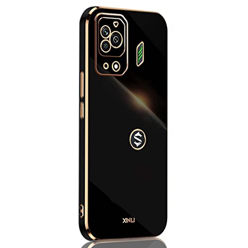 MAOGE Hülle für Black Shark 5 Pro [5G] Gaming, Galvanik Phnom Penh Design Ultra Dünn Glänzend Weich Silikon TPU Stoßfest Handyhülle Cover Flexibel Handytasche Schutzhülle, Schwarz von MAOGE