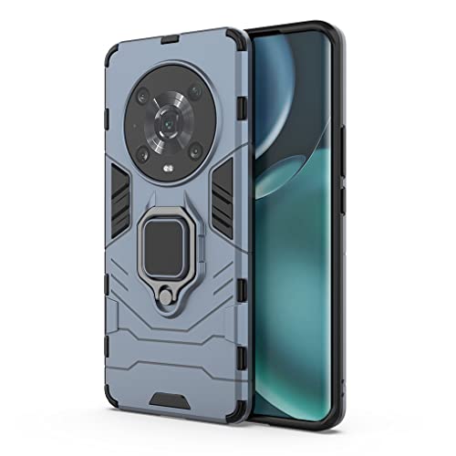 MAOGE Hülle für Honor Magic4 Pro 5G, [Militärische Stoßfest Case] 360 Grad Drehbar Magnetische Ringhalter Cover TPU Bumper Schutzhülle Handyhülle - Blau von MAOGE