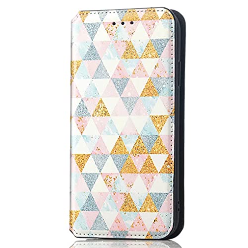 MAOGE Hülle für Motorola Moto G42, Handyhülle Flip Case Brieftasche Schutzhülle, Premium PU Leder Bunte Muster Glänzend Silikon TPU Stoßfest Klapphülle - Hellrosa Diamant von MAOGE