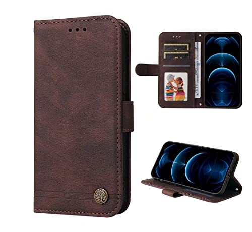 MAOGE Hülle für Motorola Moto G42 Handyhülle, Premium PU Flip Brieftasche Schutzhülle mit Ständer/Kartenfach/Magnetisch Stoßfeste Lederhülle Ultra-dünn Klapphülle - Braun von MAOGE