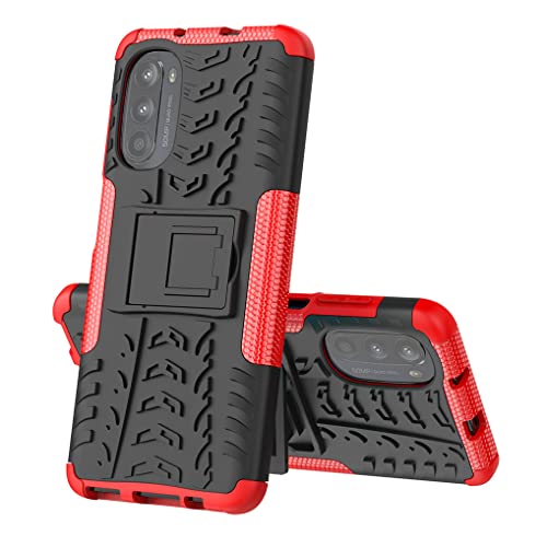 MAOGE Hülle für Motorola Moto G52 / Moto G82, Militärstandard Strapazierfähig Robust Handyhülle Outdoor Stoßfest Handy Case Schutzhülle mit Stabilem Ständer - Rot von MAOGE