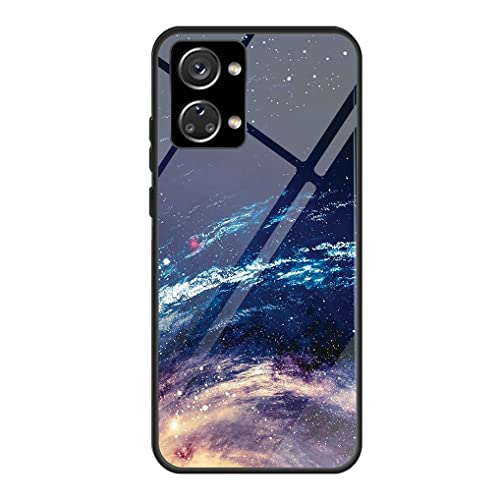 MAOGE Hülle für OnePlus Nord 2T 5G, Ultradünne Gehärtetem Glas Zurück & Weich Silikon TPU Rahmen Handyhülle Elegantes Gemaltes Muster Case Stoßfest Schutzhülle, Riesiges Universum von MAOGE