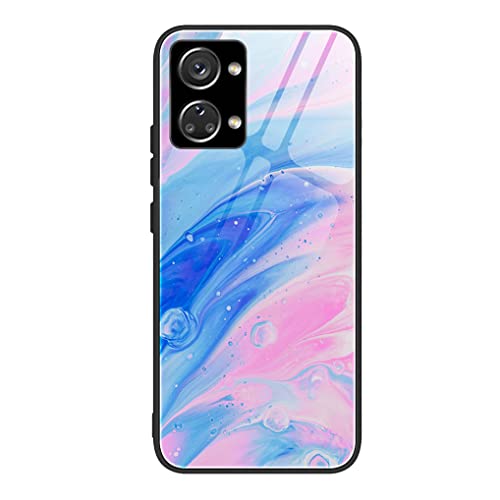 MAOGE Hülle für OnePlus Nord 2T 5G, Ultradünne Gehärtetem Glas Zurück & Weich Silikon TPU Rahmen Handyhülle Glänzend Marmor Case Stoßfest Schutzhülle, Fantasy-Regenbogen von MAOGE