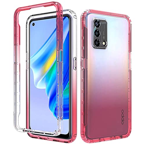 MAOGE Hülle für Oppo A74 4G, Durchsichtig Stoßfest Handyhülle Robuste Silikon Schutzhülle, Farbverlauf Ultradünne Weich TPU Bumper Cover Case, Rot von MAOGE