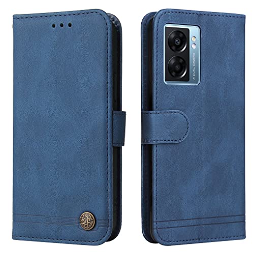 MAOGE Hülle für Oppo A77 5G / Realme Narzo 50 5G Handyhülle, Premium PU Flip Brieftasche Schutzhülle mit Ständer/Kartenfach/Magnetisch Stoßfeste Lederhülle Ultra-dünn Klapphülle - Blau von MAOGE