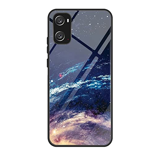 MAOGE Hülle für Oppo A96 / Oppo A76 / Oppo A36, Ultradünne Gehärtetem Glas Zurück & Weich Silikon TPU Rahmen Handyhülle Elegantes Gemaltes Muster Case Stoßfest Schutzhülle, Riesiges Universum von MAOGE