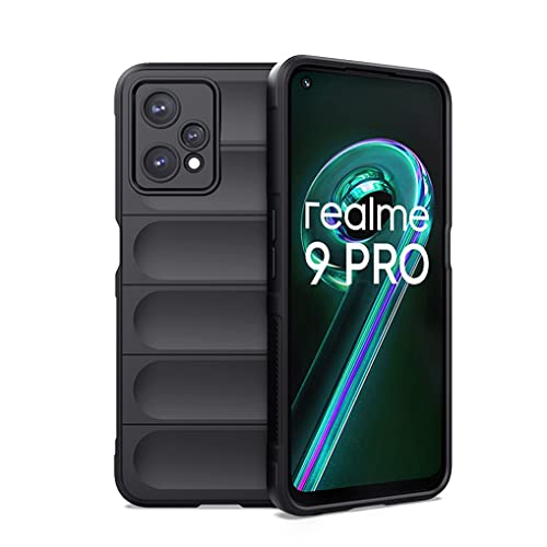 MAOGE Hülle für Realme 9 4G / Realme 9 Pro+ 5G (Realme 9 Pro Plus), [Fallschutz Airbag-Design] Robust-Case Stylische Schutzhülle, TPU Bumper + Weiches Silikon Stoßfest Handyhülle - Schwarz von MAOGE