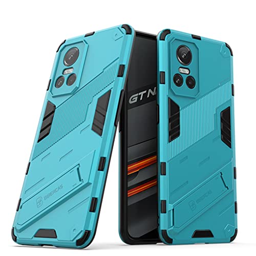 MAOGE Hülle für Realme GT Neo 3 (GT Neo3), [Militärische Stoßfest Case] Ultra Dünn Harter PC Sanft TPU Schutzhülle Handyhülle mit Stabilem Faltbar Ständer - Blau von MAOGE