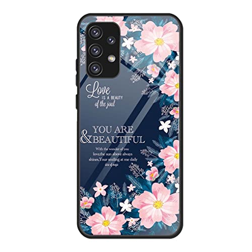 MAOGE Hülle für Samsung Galaxy A53 5G, Ultradünne Gehärtetem Glas Zurück & Weich Silikon TPU Rahmen Handyhülle Elegantes Gemaltes Muster Case Stoßfest Schutzhülle, Traumgarten von MAOGE