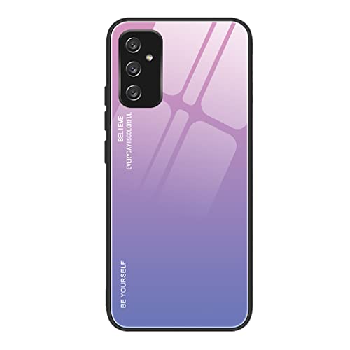 MAOGE Hülle für Samsung Galaxy M13, Ultradünne Gehärtetem Glas Zurück & Weich Silikon TPU Rahmen Handyhülle Farbverlauf Farbe Case Stoßfest Schutzhülle, Pink Blau von MAOGE