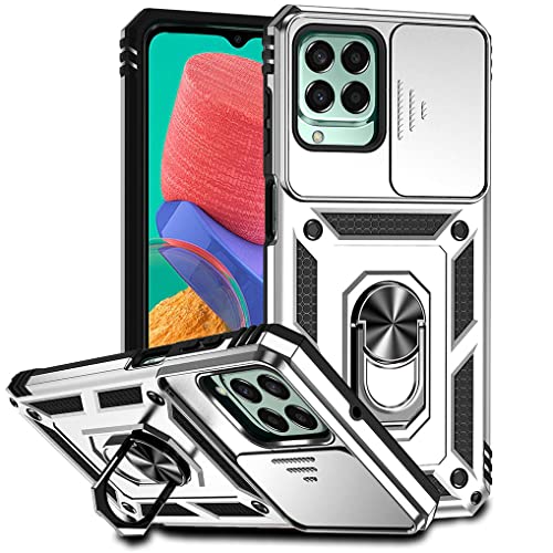 MAOGE Hülle für Samsung Galaxy M33 5G, Militär Robust Handyhülle Outdoor Stoßfest Silikon TPU + PC Handy Case Schutzhülle mit Kameraschutz und 360 Grad Ring Ständer - Silber MAOGE Hülle für Samsung Galaxy M33 5G, Militär Robust Handyhülle Outdoor Stoßfest Silikon TPU + PC Handy Case Schutzhülle mit Kameraschutz und 360 Grad Ring Ständer - Silber von MAOGE