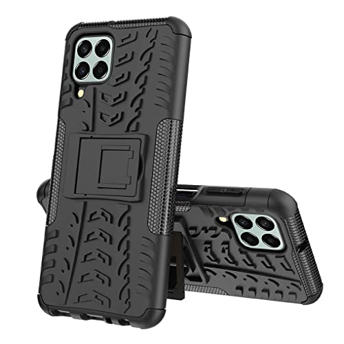 MAOGE Hülle für Samsung Galaxy M33 5G, Militärstandard Strapazierfähig Robust Handyhülle Outdoor Stoßfest Handy Case Schutzhülle mit Stabilem Ständer - Schwarz von MAOGE