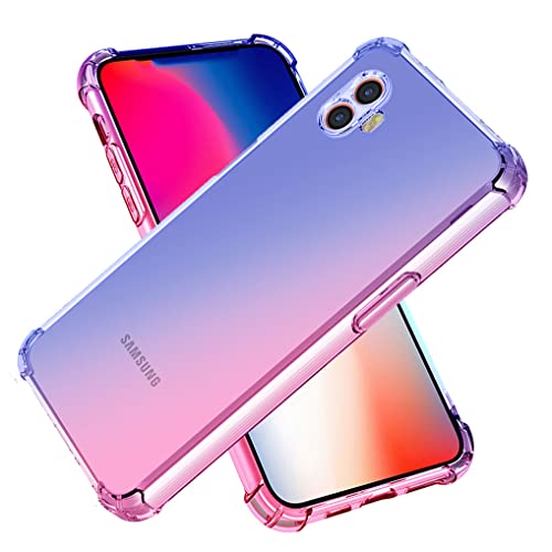 MAOGE Hülle für Samsung Galaxy Xcover 6 Pro Hülle, Farbverlauf Ultradünne TPU Handyhülle, Bunt Transparent Sanft Silikon Bumper Case Stoßfeste Schutzhülle, Blau/Rosa von MAOGE