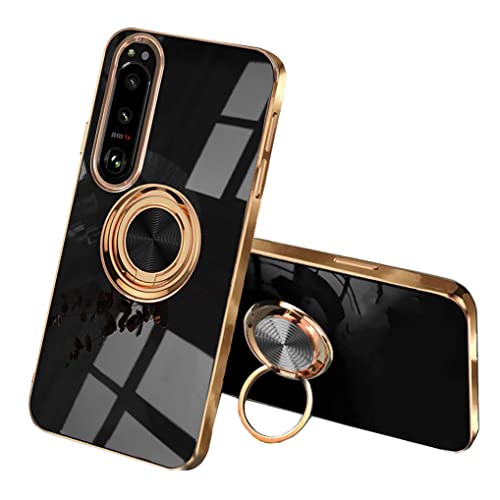 MAOGE Hülle für Sony Xperia 10 IV, Galvanik Phnom Penh Design Ultra Dünn Glänzend Weich Silikon TPU Stoßfest Handyhülle Cover Schutzhülle mit 360 Grad Ring Ständer, Schwarz MAOGE Hülle für Sony Xperia 10 IV, Galvanik Phnom Penh Design Ultra Dünn Glänzend Weich Silikon TPU Stoßfest Handyhülle Cover Schutzhülle mit 360 Grad Ring Ständer, Schwarz von MAOGE