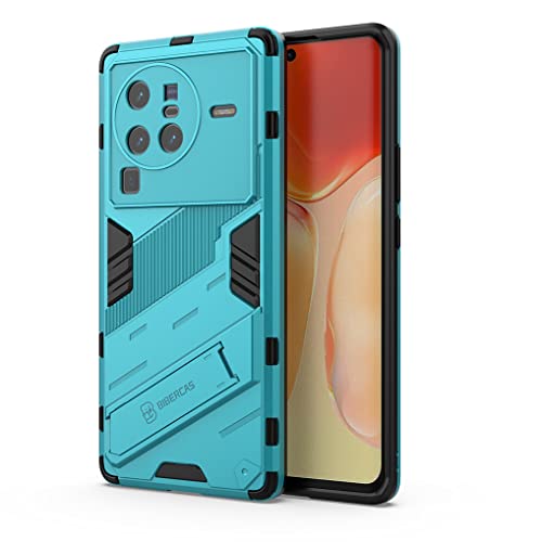 MAOGE Hülle für Vivo X80 Pro, [Militärische Stoßfest Case] Ultra Dünn Harter PC Sanft TPU Schutzhülle Handyhülle mit Stabilem Faltbar Ständer - Blau von MAOGE