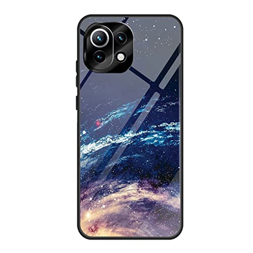 MAOGE Hülle für Xiaomi 11 Lite 5G NE/Xiaomi Mi 11 Lite (4G/5G), Ultradünne Gehärtetem Glas & Weich Silikon TPU Handyhülle Elegantes Gemaltes Muster Case Stoßfest Schutzhülle, Riesiges Universum von MAOGE