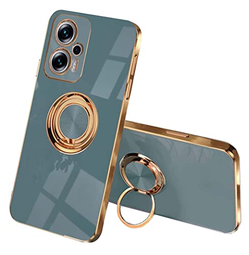 MAOGE Hülle für Xiaomi Poco X4 GT 5G, Galvanik Phnom Penh Design Ultra Dünn Glänzend Weich Silikon TPU Stoßfest Handyhülle Cover Schutzhülle mit 360 Grad Ring Ständer, Grau von MAOGE