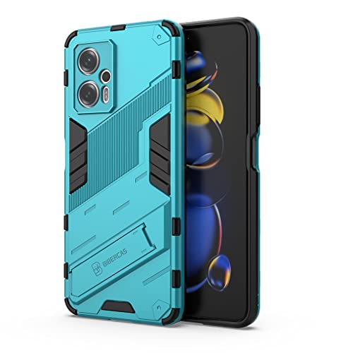 MAOGE Hülle für Xiaomi Poco X4 GT 5G, [Militärische Stoßfest Case] Ultra Dünn Harter PC Sanft TPU Schutzhülle Handyhülle mit Stabilem Faltbar Ständer - Blau von MAOGE