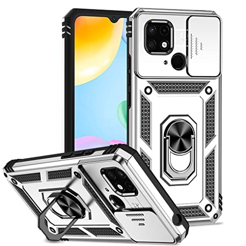 MAOGE Hülle für Xiaomi Redmi 10C, Militär Robust Handyhülle Outdoor Stoßfest Silikon TPU + PC Handy Case Schutzhülle mit Kameraschutz und 360 Grad Ring Ständer - Silber MAOGE Hülle für Xiaomi Redmi 10C, Militär Robust Handyhülle Outdoor Stoßfest Silikon TPU + PC Handy Case Schutzhülle mit Kameraschutz und 360 Grad Ring Ständer - Silber von MAOGE