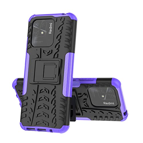 MAOGE Hülle für Xiaomi Redmi 10C, Militärstandard Strapazierfähig Robust Handyhülle Outdoor Stoßfest Handy Case Schutzhülle mit Stabilem Ständer - Lila von MAOGE