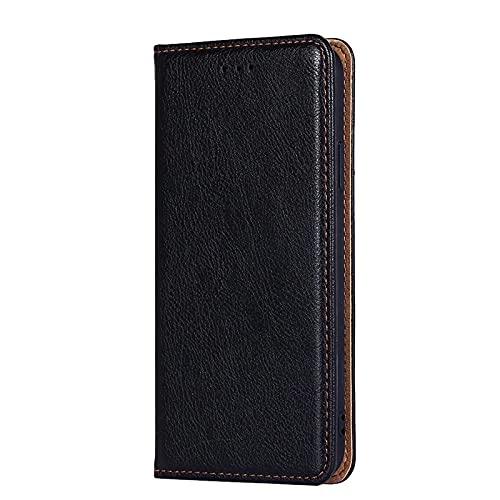 MAOGE Leder Hülle für Oppo Reno 8 Lite/Oppo Reno 7 Lite/Reno 7Z, Handyhülle Flip Case Brieftasche Schutzhülle, PU/TPU [Ständer/Kartenfach/Magnetic Snap] Stoßfest Klapphülle, Schwarz von MAOGE