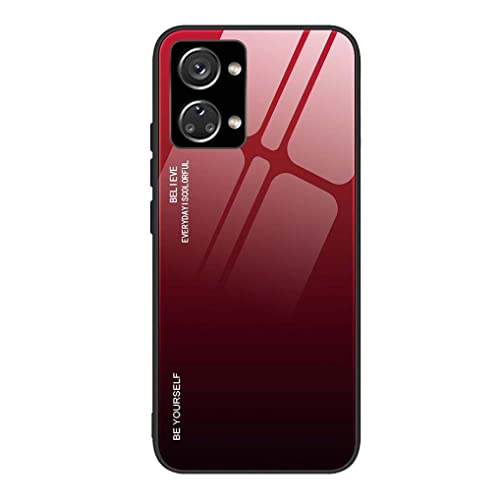 MAOGE Schutzhülle für OnePlus Nord 2T 5G, ultradünn, Silikon, TPU, weich, Bumper, Rückseitenschutz, Farbverlauf, aus Hartglas, stoßfest, Rot von MAOGE